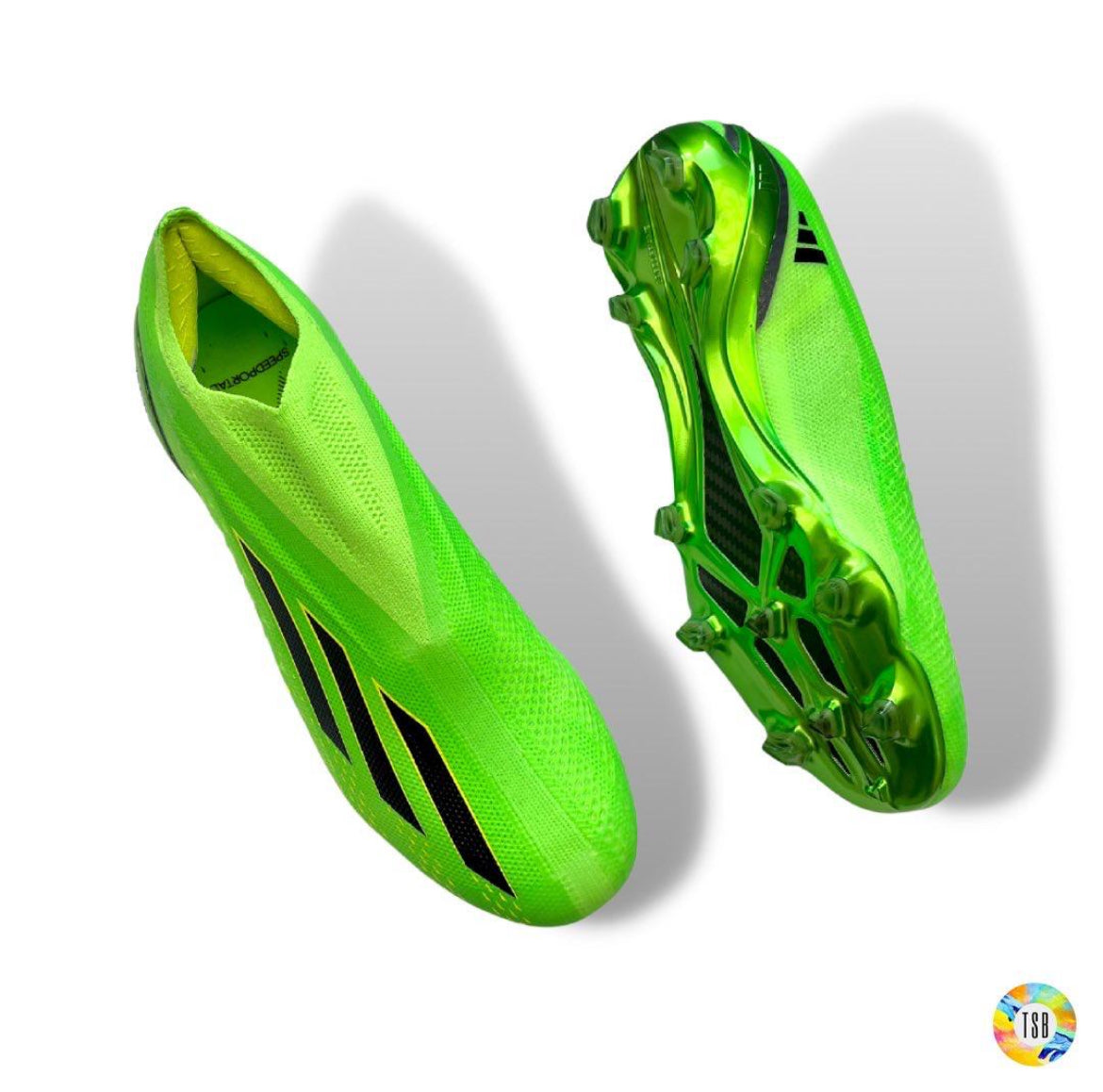 Adidas speedportal + Firm Ground Laceless football boots - Solar Green/Core Black