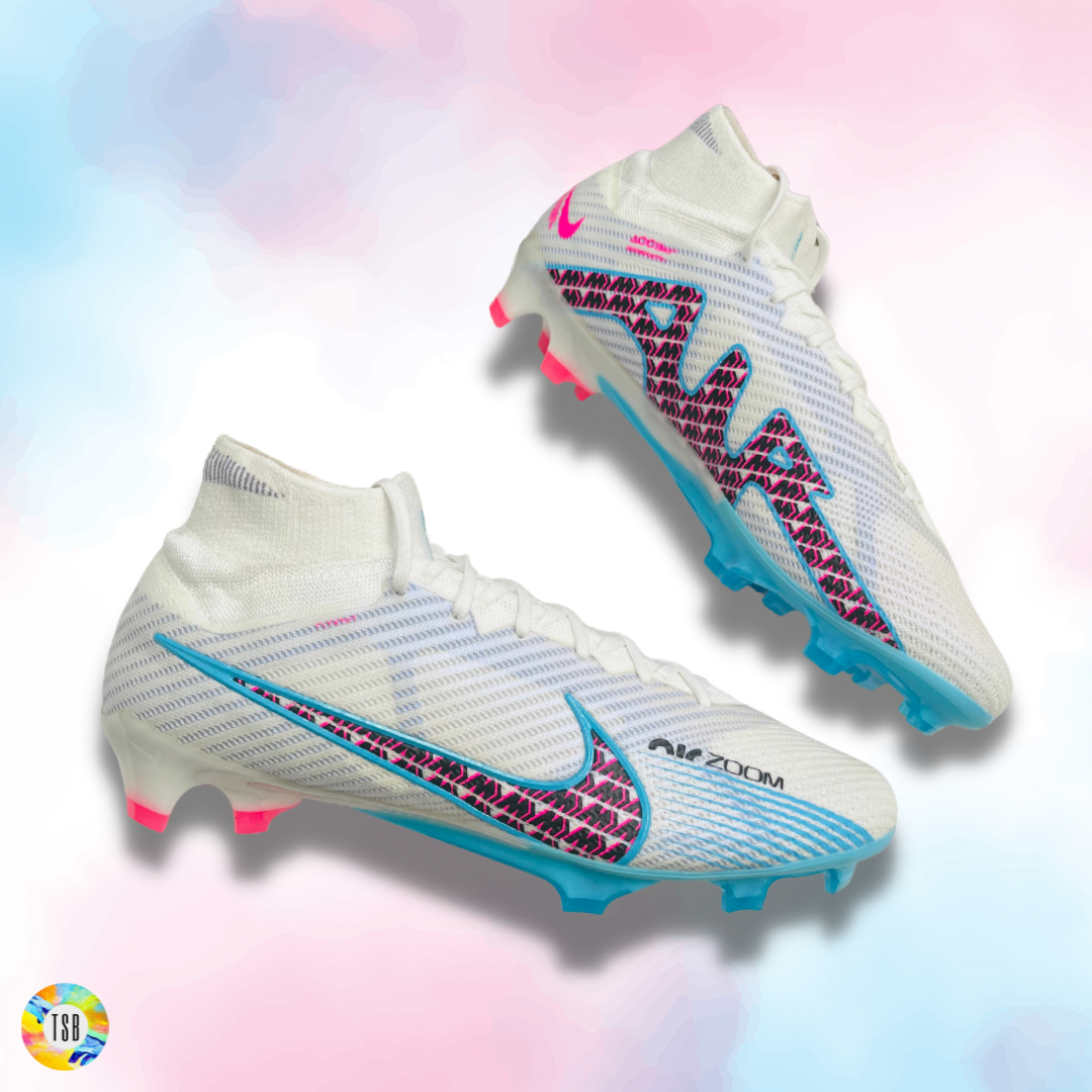 Football Boots Nike Air Zoom Mercurial Superfly 9 Elite AG-Pro White-Baltic  Blue-Pink Blast - Fútbol Emotion