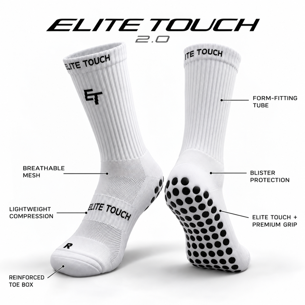 Elite Touch 2.0 Grip Socks (Mid Calf)
