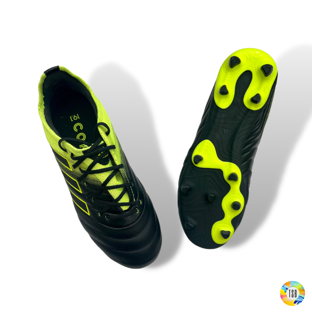 Adidas Copa 19.1 Junior Firm Ground/Artificial Grass- Black/Yellow - TopSpecBoots