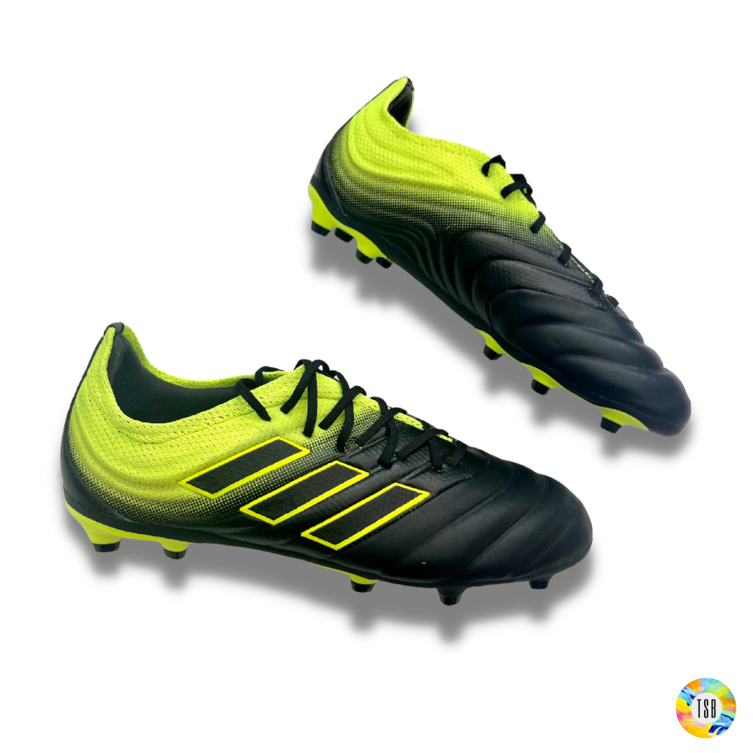 Adidas Copa 19.1 Junior Firm Ground/Artificial Grass- Black/Yellow - TopSpecBoots