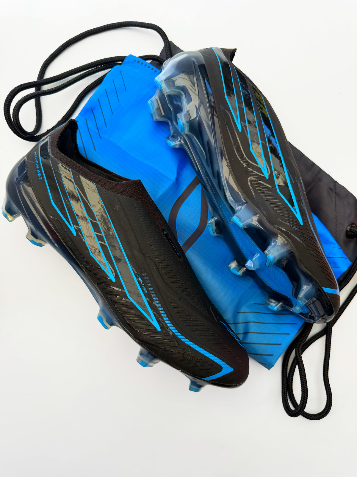 Adidas F50 Hyperfast Elite Laceless FG Core Black/Core Black/Lucid Ray Blue
