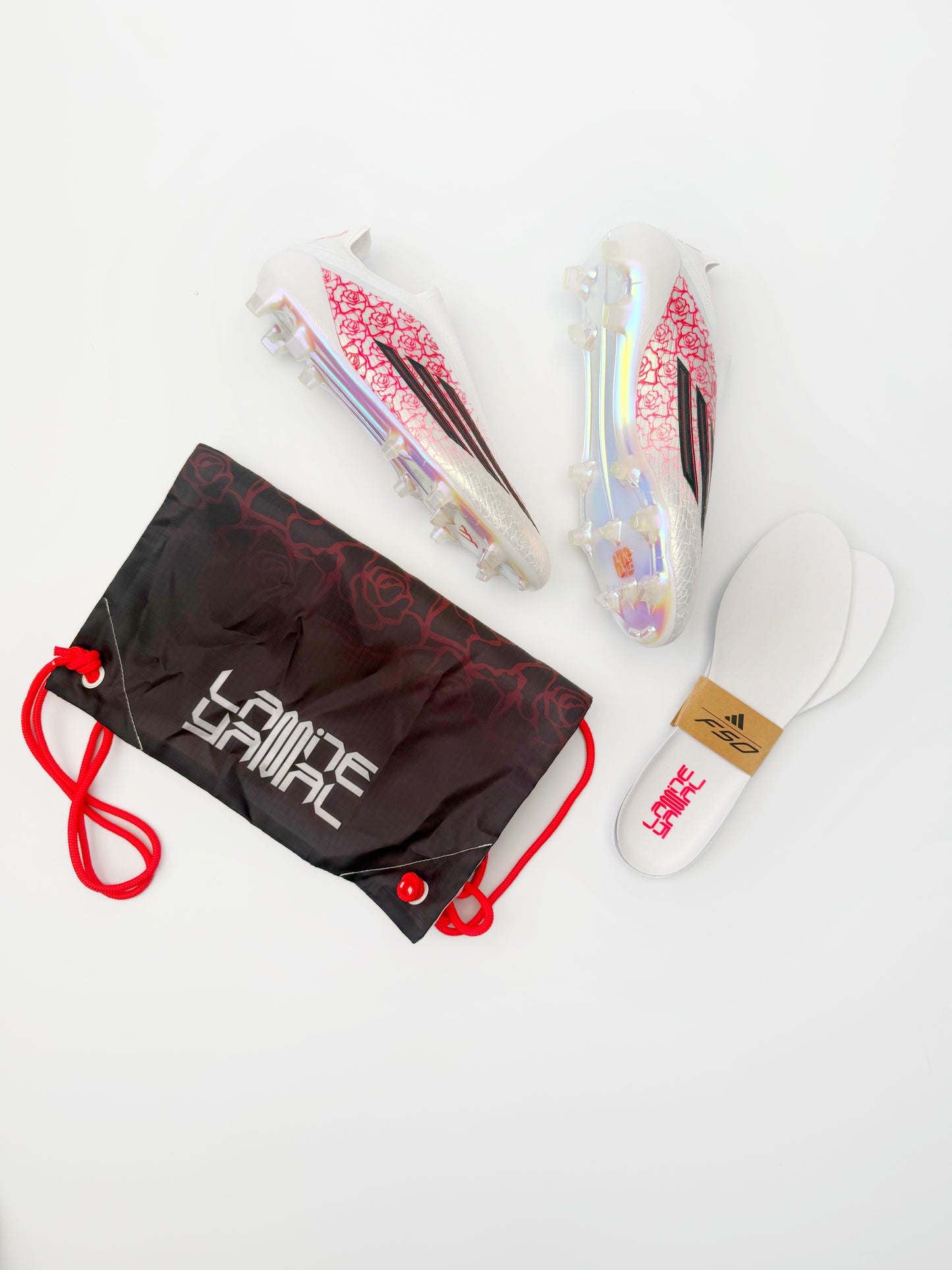 Adidas F50 Elite Laceless x Lamie Yamal FG - Ftwr White/Core Black/Lucid Red