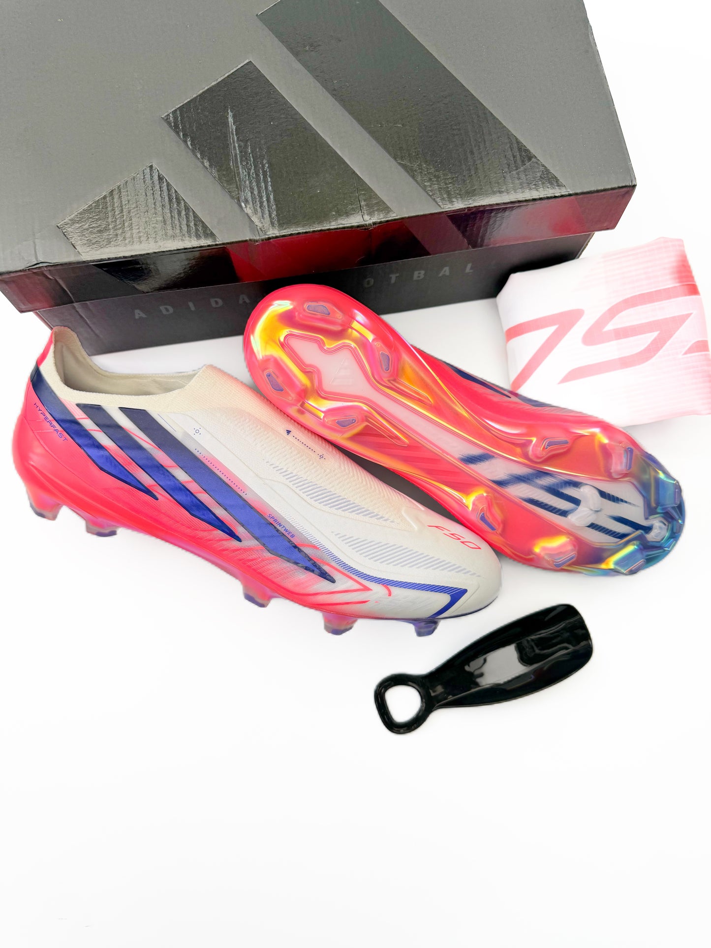 Adidas F50 Hyperfast Elite Laceless FG - Ftwr White/Solar Purple/Solar Turbo