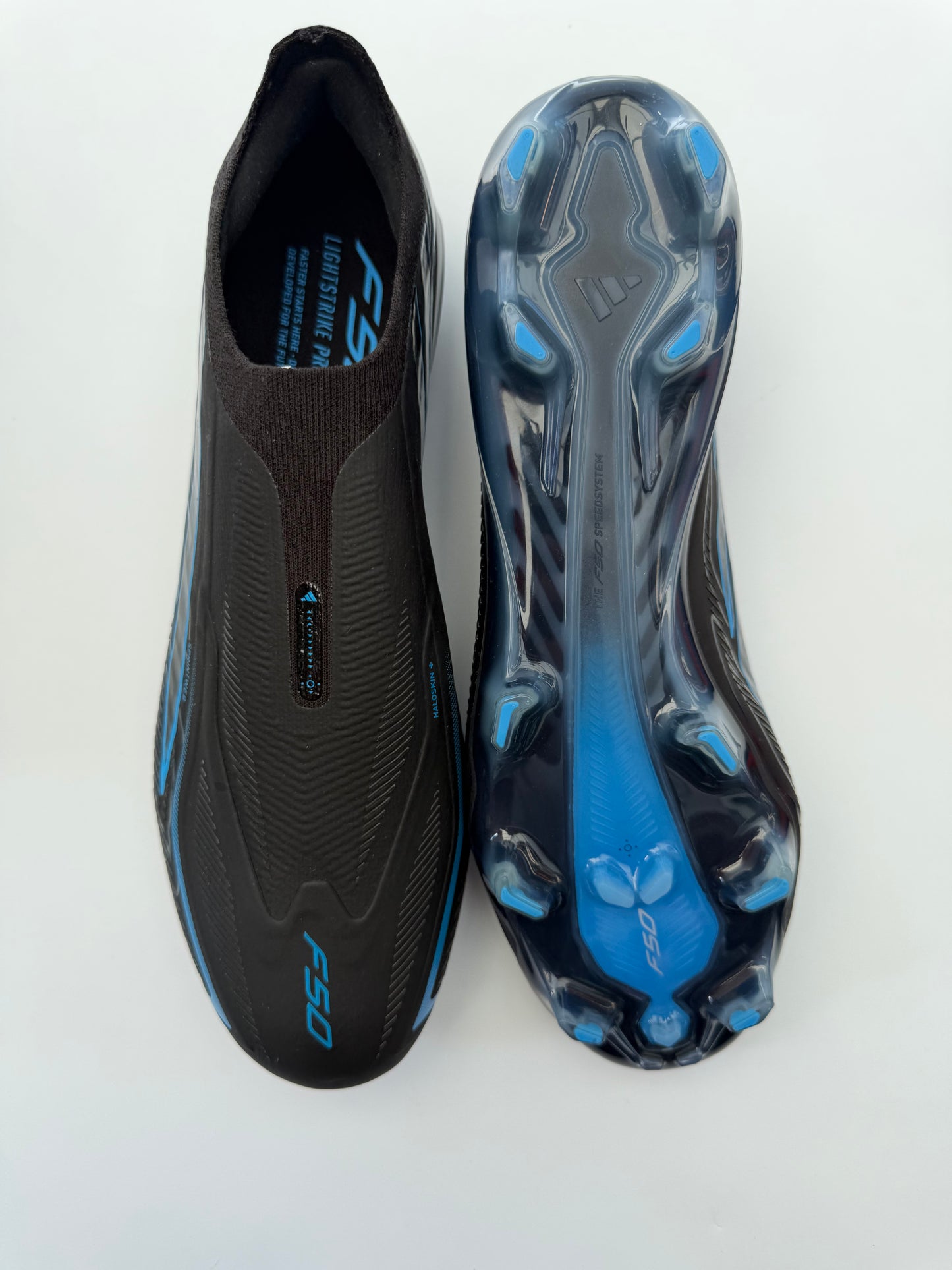 Adidas F50 Hyperfast Elite Laceless FG Core Black/Core Black/Lucid Ray Blue