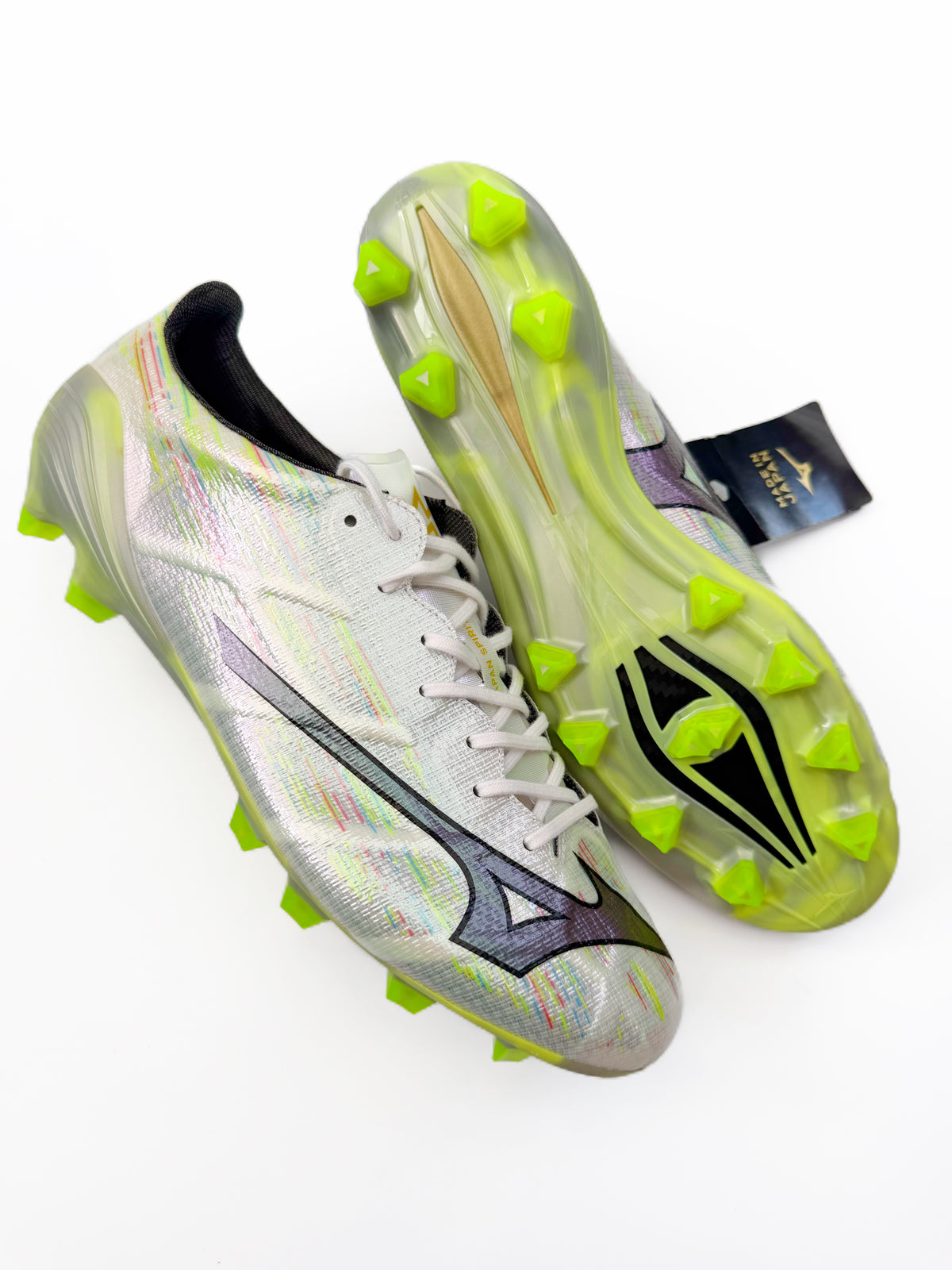 Mizuno Alpha II Elite Made in Japan FG White/Silver Iridiscent/Black