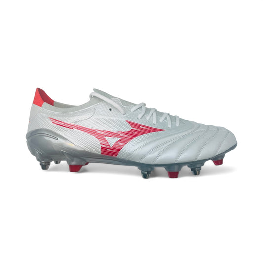 Mizuno Morelia Neo IV Beta Elite Mix SG - White/Radiant Red/Hot Coral