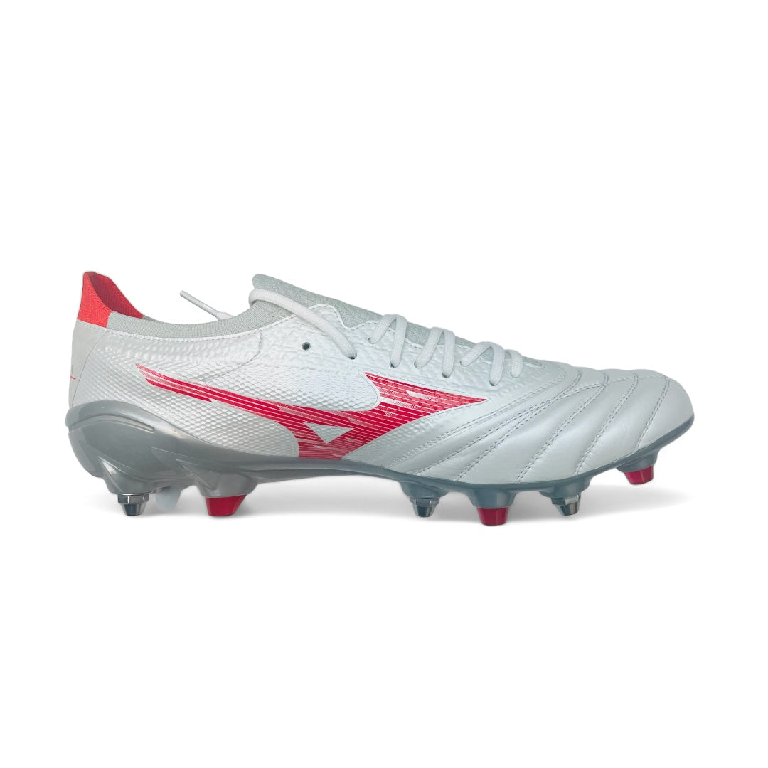 Mizuno Morelia Neo IV Beta Elite Mix SG - White/Radiant Red/Hot Coral