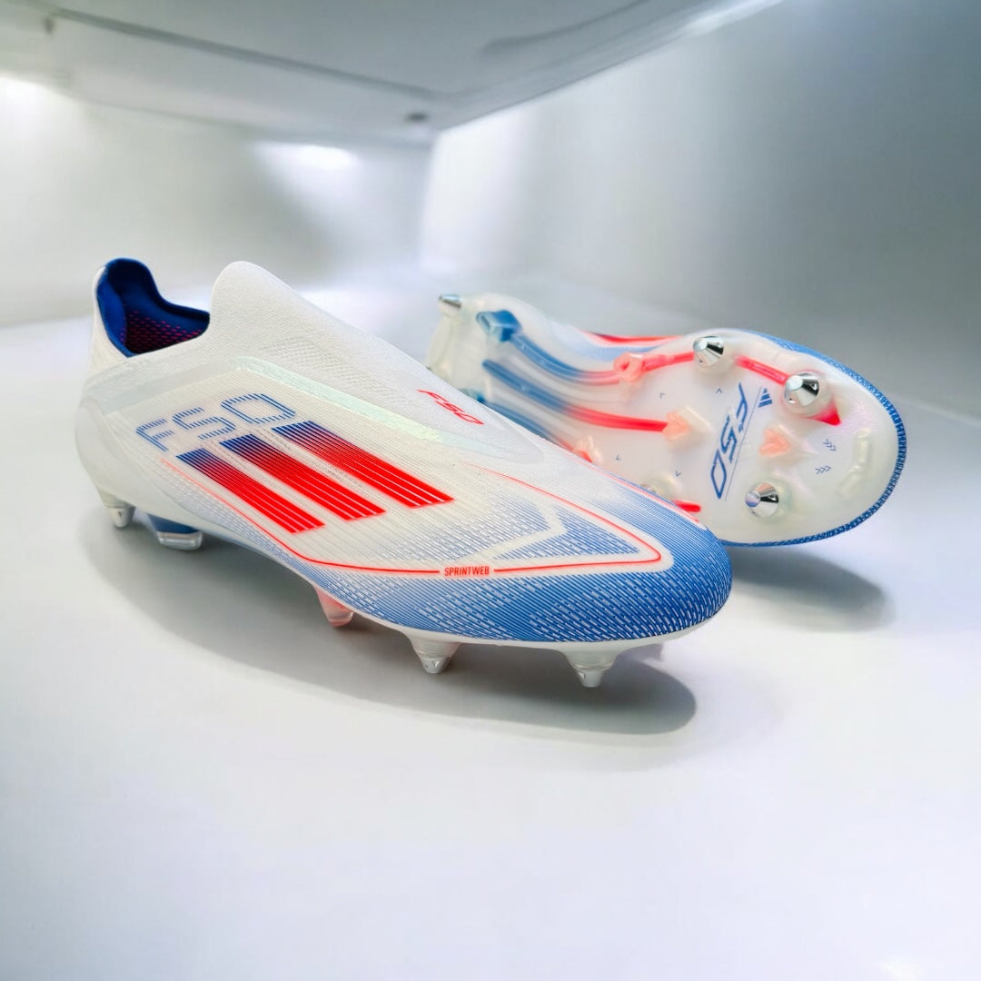 ADIDAS F50 ELITE LACELESS SG White/Solar Red/Lucid Blue  'Euro Pack'