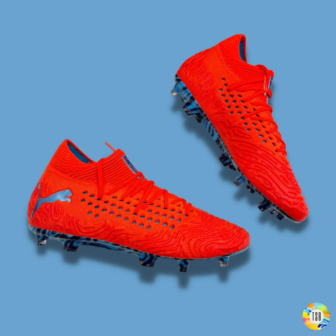 PUMA Future 19.1 Netfit FG AG Power Up Red Blast Bleu Azur