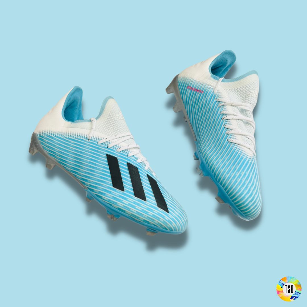 Adidas Techfit X 19.1 Firm Ground/ Artificial Grass Junior - Blue/White/Silver shimmer - TopSpecBoots